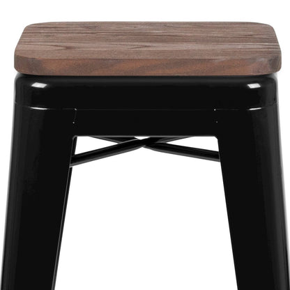 Set of 4 Modern Industrial Metal Stools  in Black