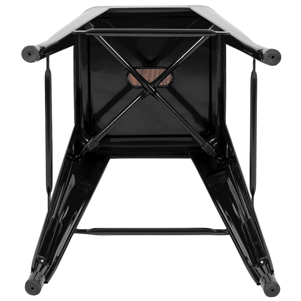 Set of 4 Modern Industrial Metal Stools  in Black