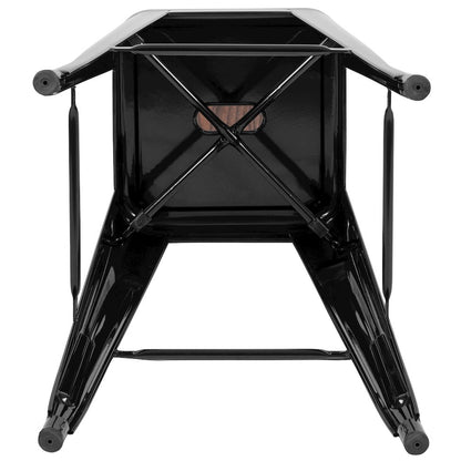 Set of 4 Modern Industrial Metal Stools  in Black