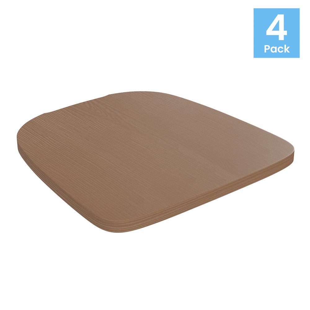 Perry Set of 4 Poly Resin Wood Seat with Rounded Edges for Colorful Metal Chairs, and Stools in Teal-Blue