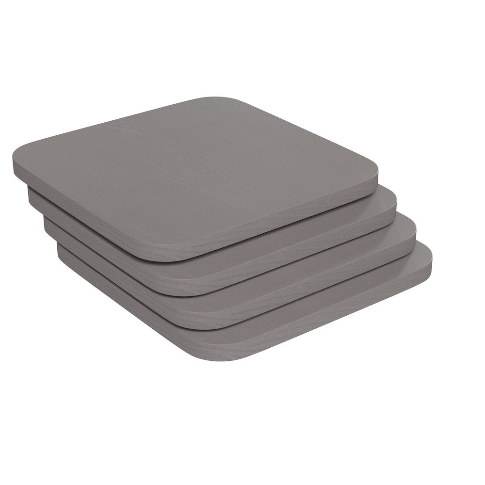 Perry Poly Resin Wood Square Seat with Rounded Edges for Colorful Metal Barstools in Gray