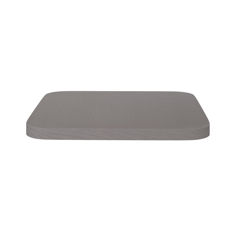 Perry Poly Resin Wood Square Seat with Rounded Edges for Colorful Metal Barstools in Gray