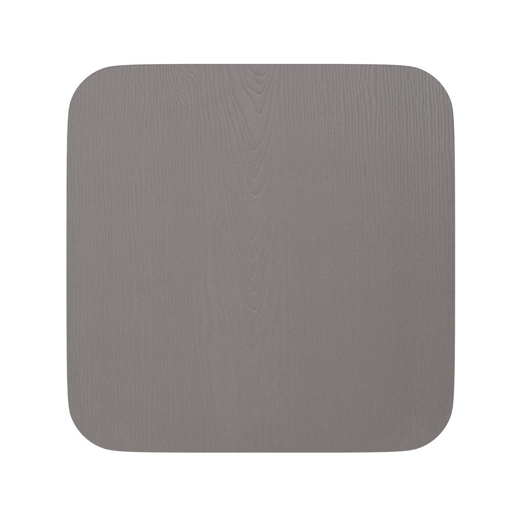Perry Poly Resin Wood Square Seat with Rounded Edges for Colorful Metal Barstools in Gray
