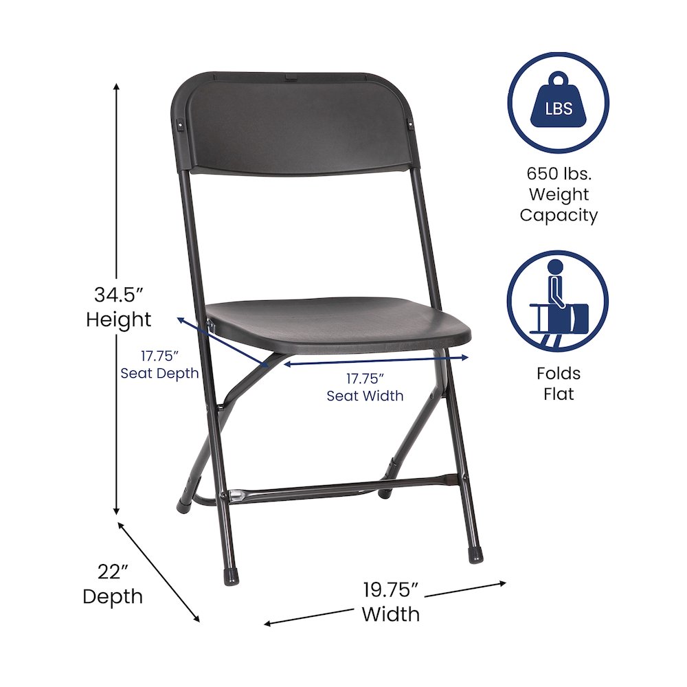Multi-Use Versatile Commercial Big and Tall Folding Plastic Chairs - Set of 4