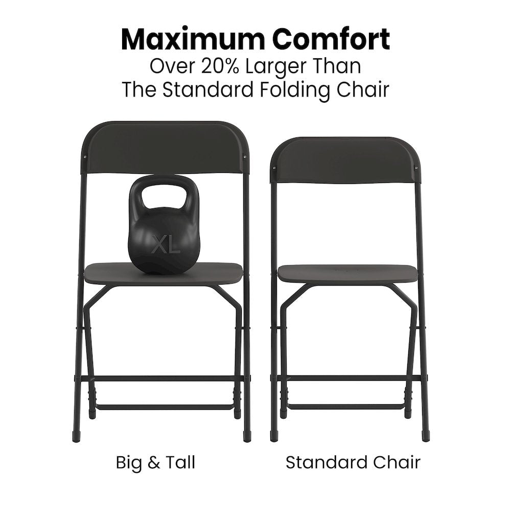 Multi-Use Versatile Commercial Big and Tall Folding Plastic Chairs - Set of 4