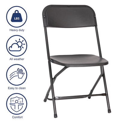 Multi-Use Versatile Commercial Big and Tall Folding Plastic Chairs - Set of 4