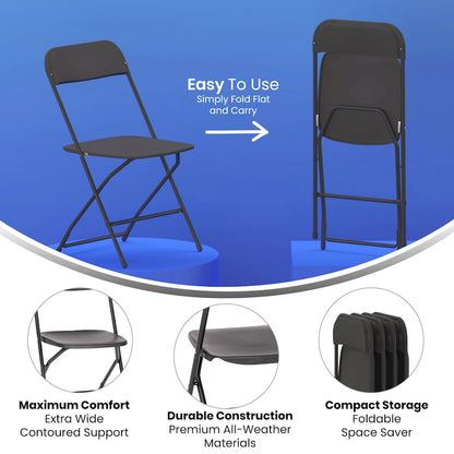 Multi-Use Versatile Commercial Big and Tall Folding Plastic Chairs - Set of 4