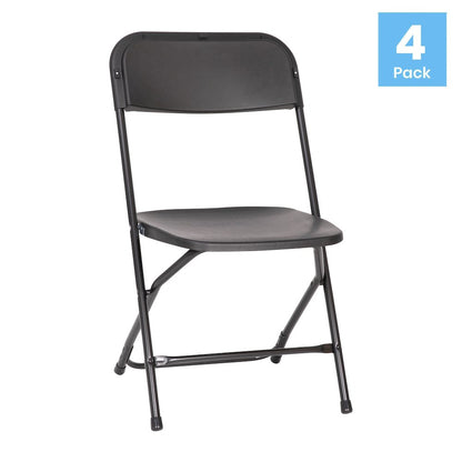 Multi-Use Versatile Commercial Big and Tall Folding Plastic Chairs - Set of 4