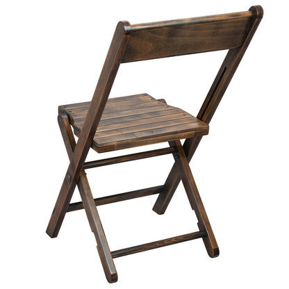 Wooden Folding Chair with Slatted Seat and Beechwood Frame, Antique Black