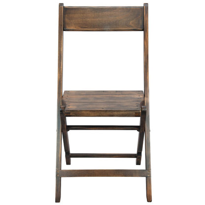 Wooden Folding Chair with Slatted Seat and Beechwood Frame, Antique Black