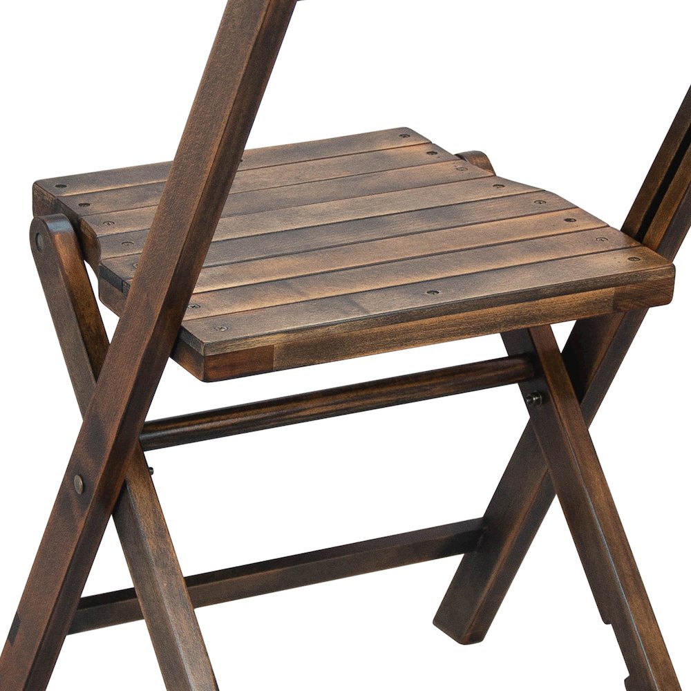 Wooden Folding Chair with Slatted Seat and Beechwood Frame, Antique Black