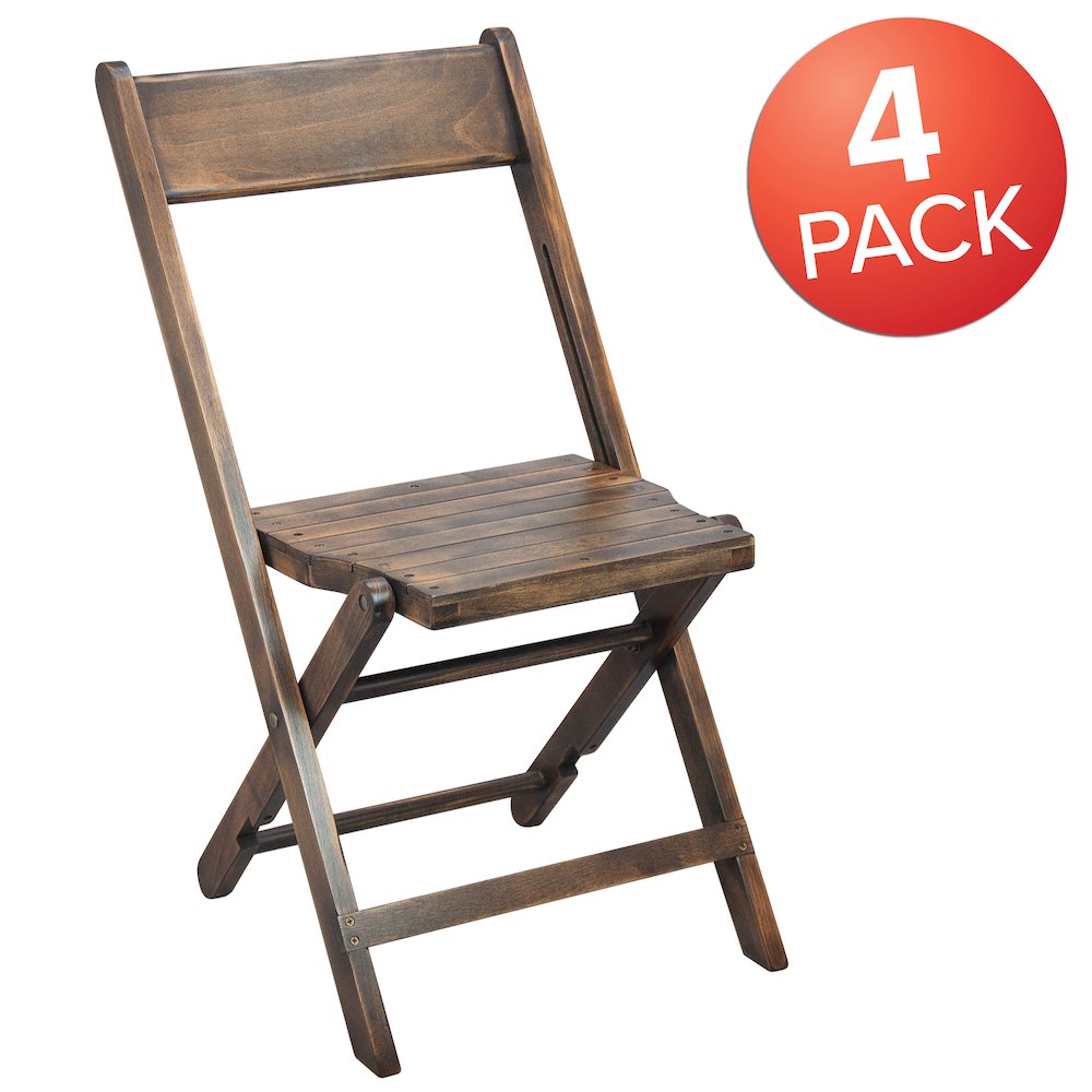 Wooden Folding Chair with Slatted Seat and Beechwood Frame, Antique Black