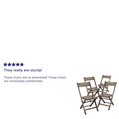 Wooden Folding Chair with Slatted Seat and Beechwood Frame, Antique Black
