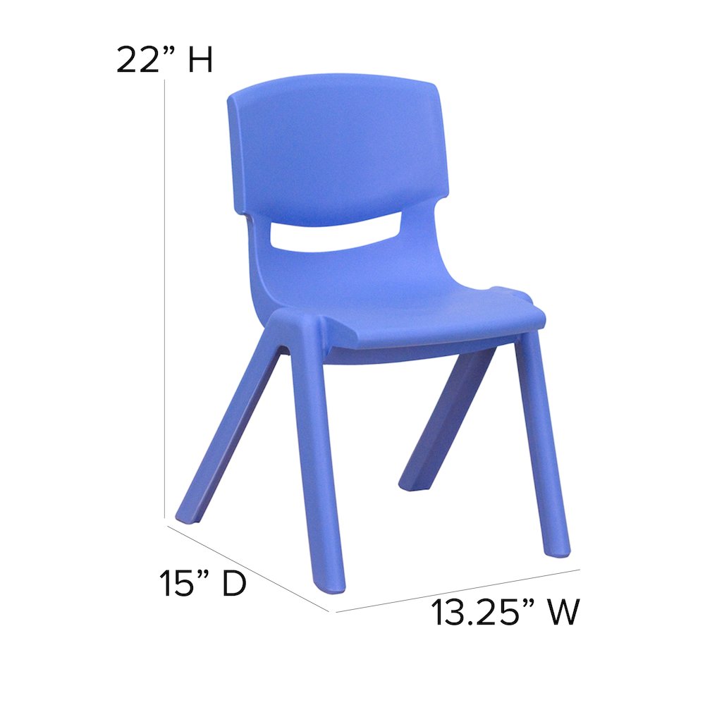 4 Pack Blue Plastic Stackable School Chair with 12'' Seat Height