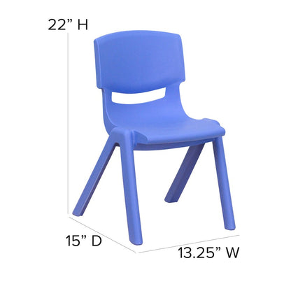 4 Pack Blue Plastic Stackable School Chair with 12'' Seat Height