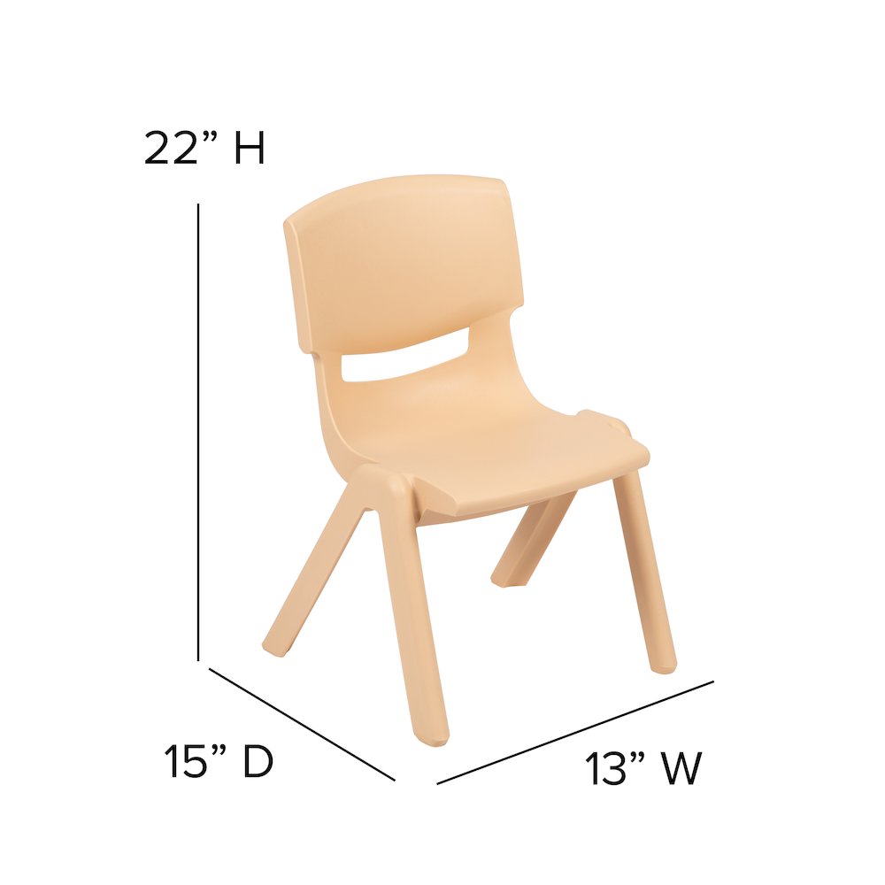 4 Pack Natural Plastic Stackable School Chair with 12'' Seat Height
