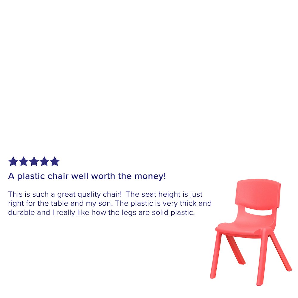 4 Pack Red Plastic Stackable School Chair with 12'' Seat Height