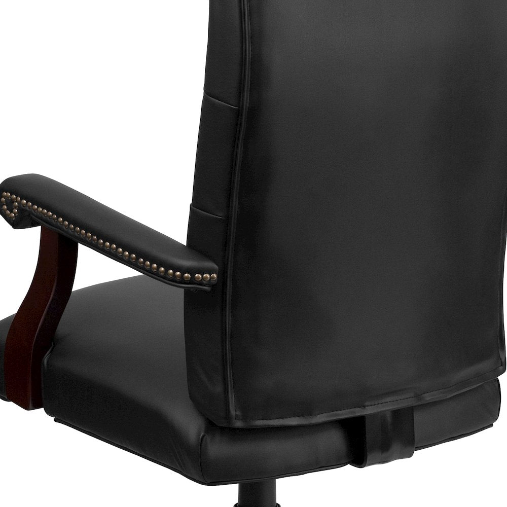Black LeatherSoft Executive Swivel Office Chair with Arms