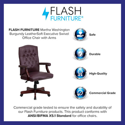 Burgundy LeatherSoft Executive Swivel Office Chair with Arms
