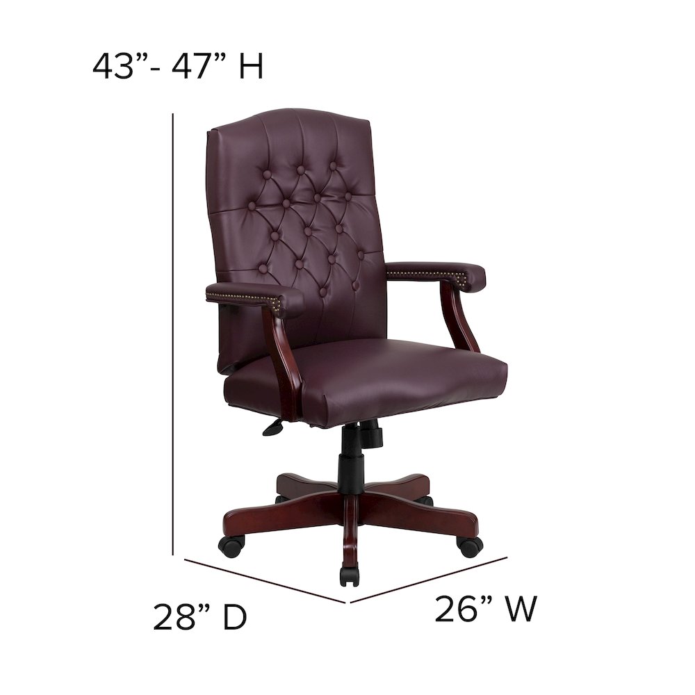 Burgundy LeatherSoft Executive Swivel Office Chair with Arms