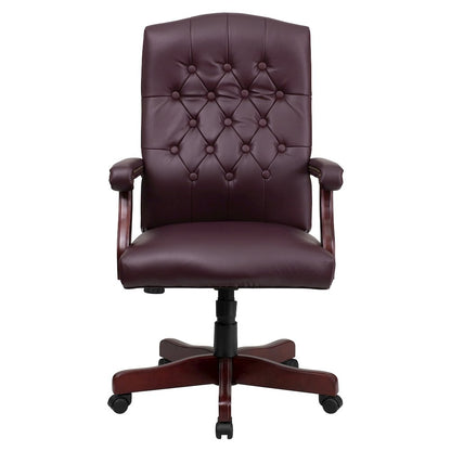 Martha Washington Burgundy LeatherSoft Executive Swivel Office Chair with Arms