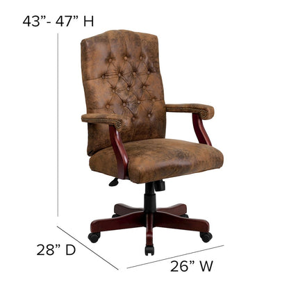 Bomber Brown Classic Executive Swivel Office Chair with Arms