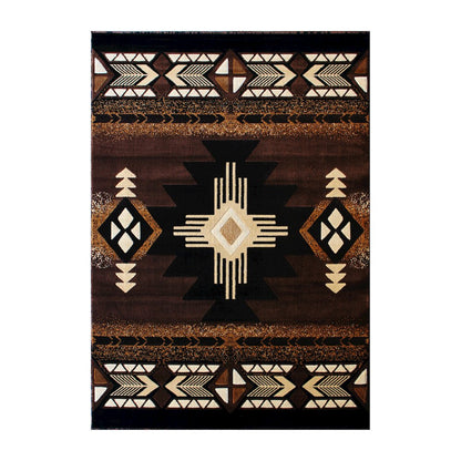 5' x 7' Chocolate Traditional Southwestern Area Rug - Olefin Fibers
