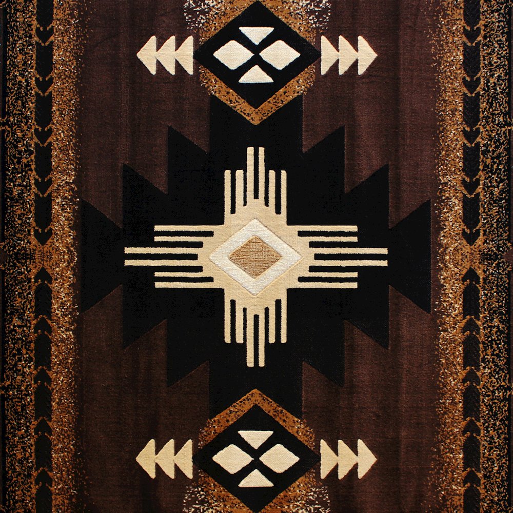 5' x 7' Chocolate Traditional Southwestern Area Rug - Olefin Fibers