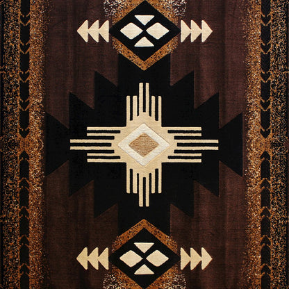 5' x 7' Chocolate Traditional Southwestern Area Rug - Olefin Fibers