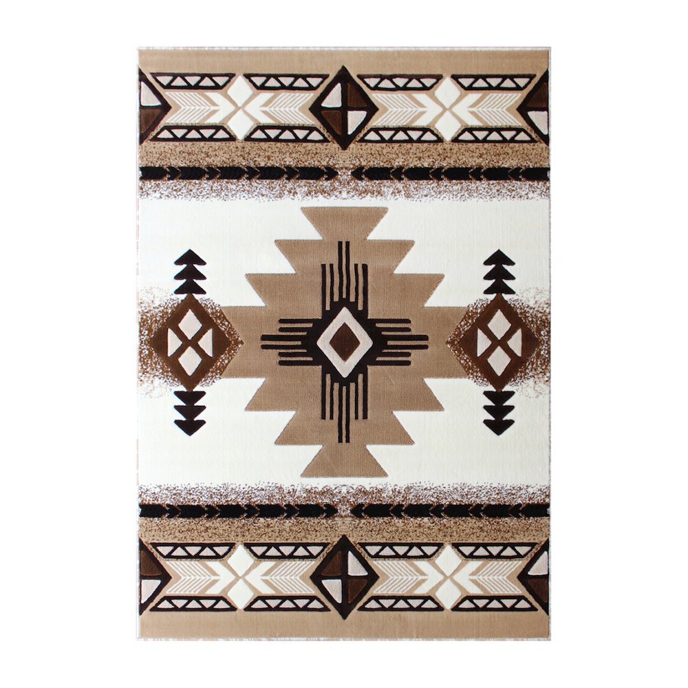 5' x 7' Ivory Traditional Southwestern Area Rug - Olefin Fibers