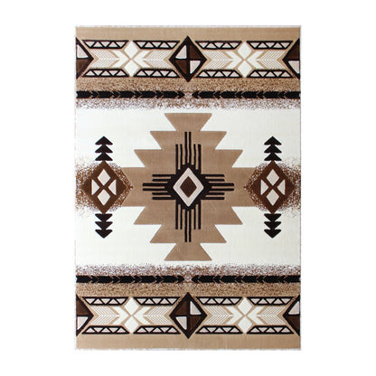 5' x 7' Ivory Traditional Southwestern Area Rug - Olefin Fibers