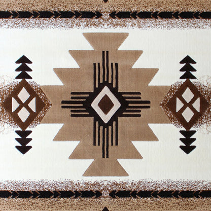 5' x 7' Ivory Traditional Southwestern Area Rug - Olefin Fibers