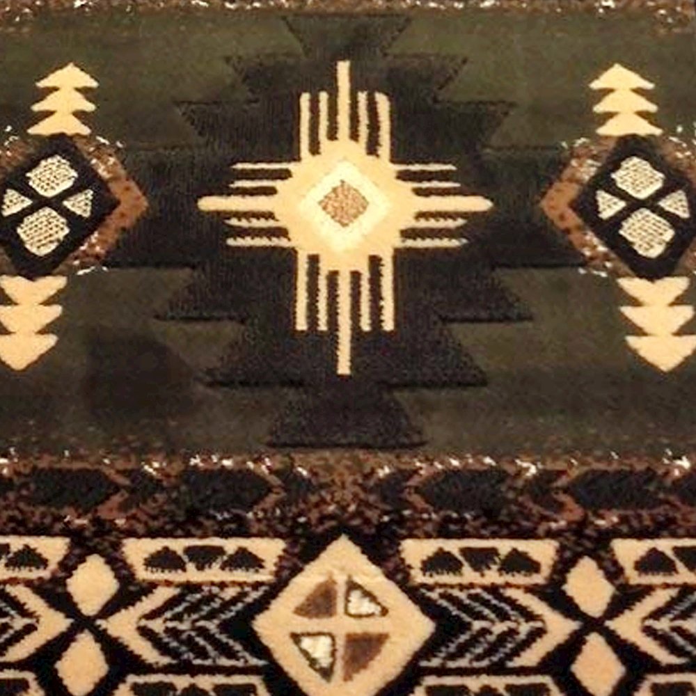 2' x 7' Sage Traditional Southwestern Area Rug - Olefin Fibers with Jute Backing