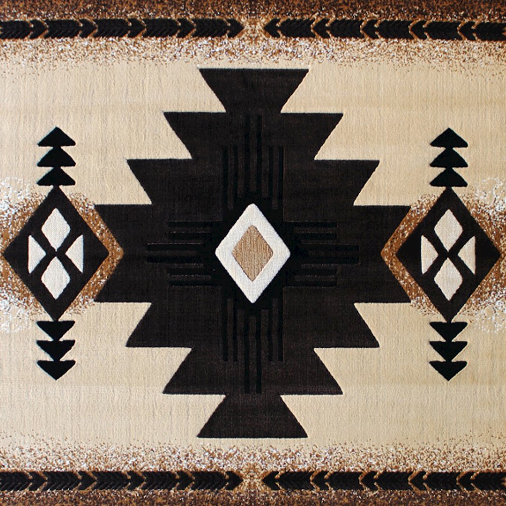 5' x 7' Brown Traditional Southwestern Area Rug - Olefin Fibers