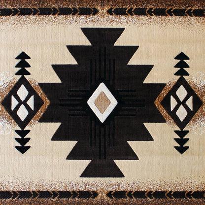 5' x 7' Brown Traditional Southwestern Area Rug - Olefin Fibers