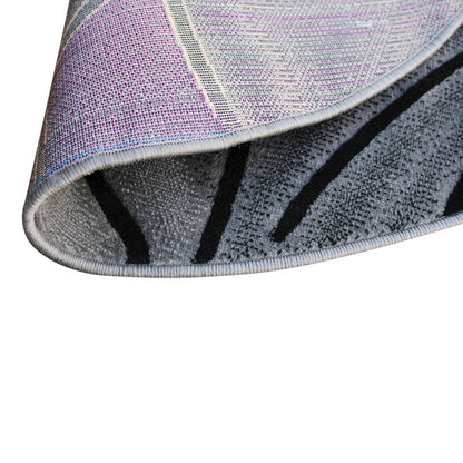 5' x 5' Round Purple Abstract Area Rug - Olefin Rug