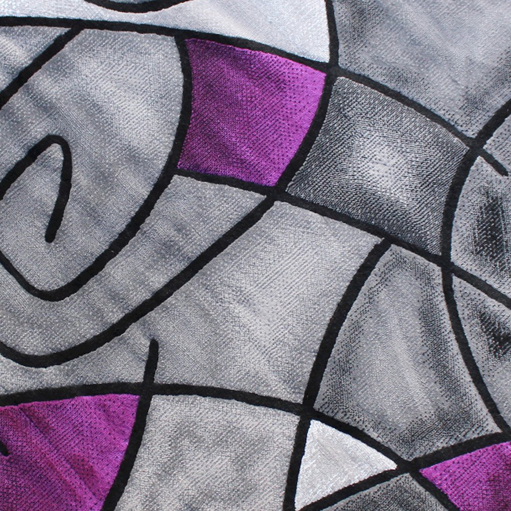 5' x 5' Round Purple Abstract Area Rug - Olefin Rug