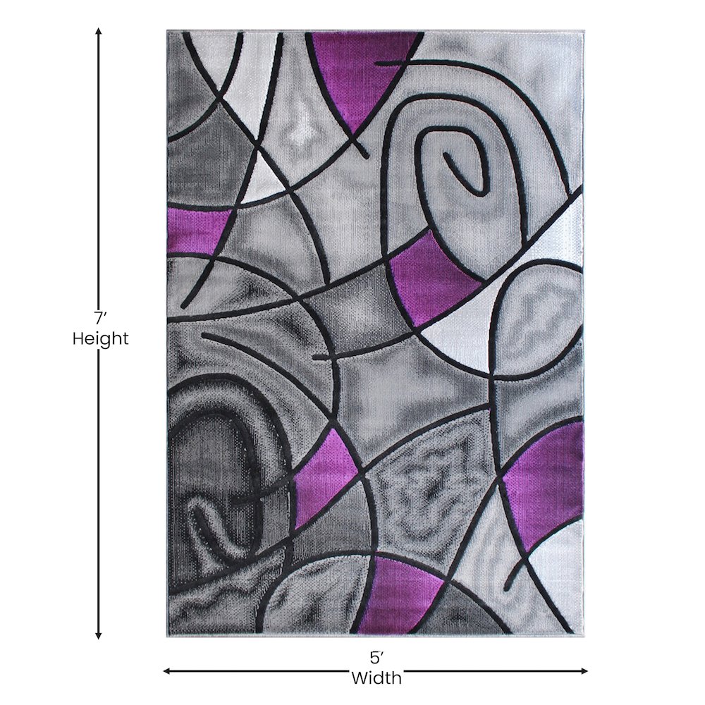 5' x 7' Purple Abstract Area Rug - Olefin Rug