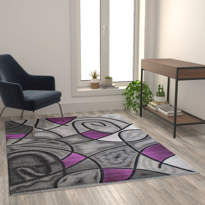 5' x 7' Purple Abstract Area Rug - Olefin Rug