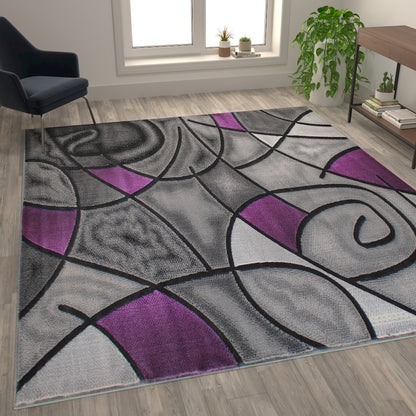 8' x 10' Purple Abstract Area Rug - Olefin Rug