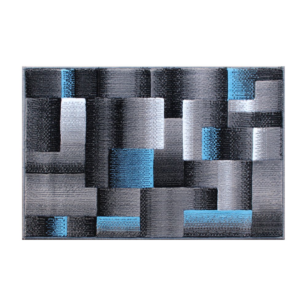2' x 3' Blue Color Blocked Area Rug - Olefin Rug