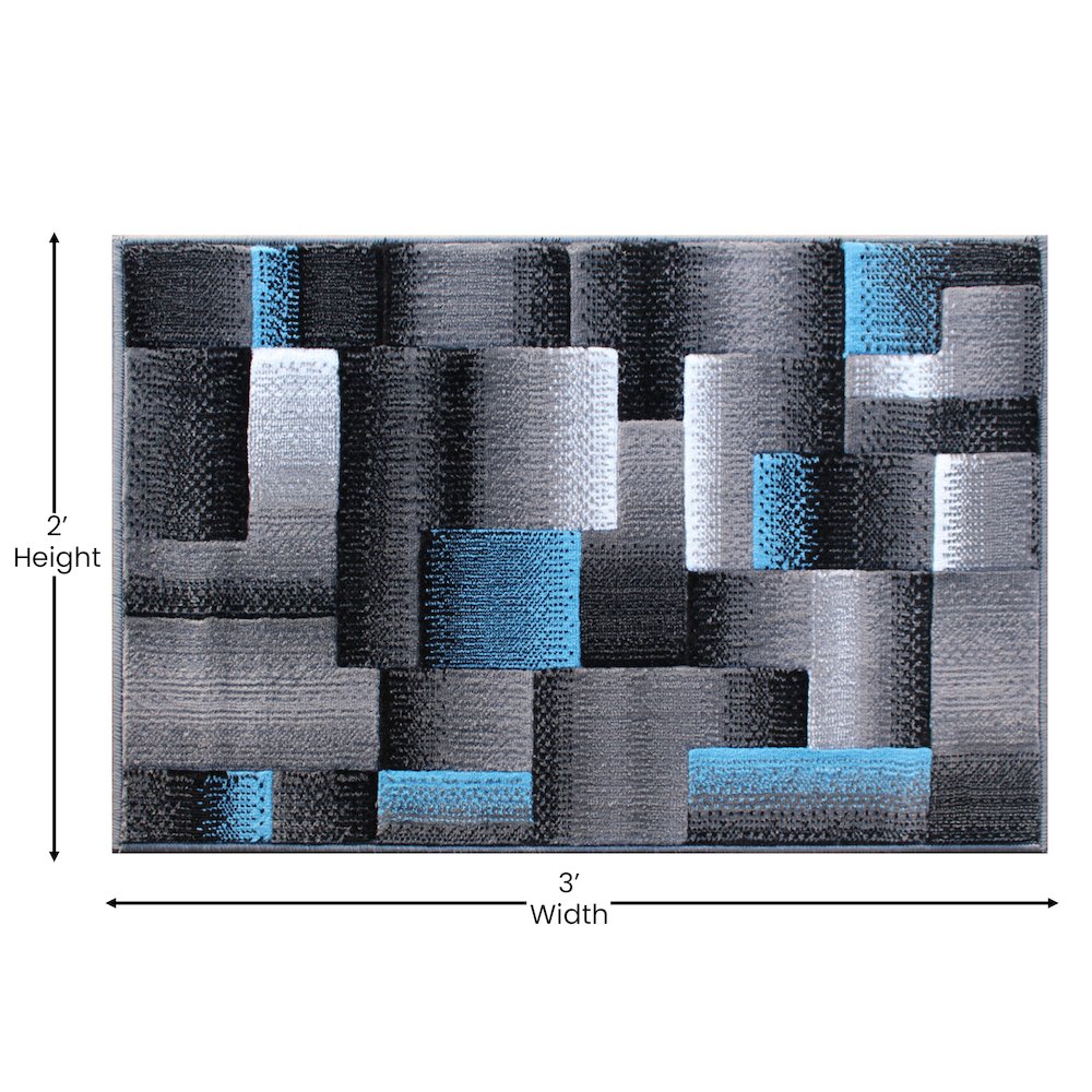 2' x 3' Blue Color Blocked Area Rug - Olefin Rug