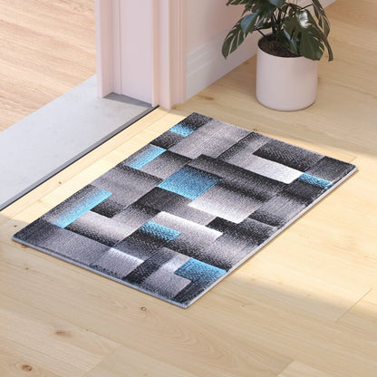 2' x 3' Blue Color Blocked Area Rug - Olefin Rug