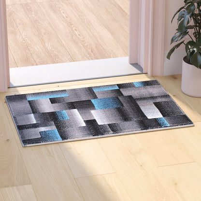 2' x 3' Blue Color Blocked Area Rug - Olefin Rug
