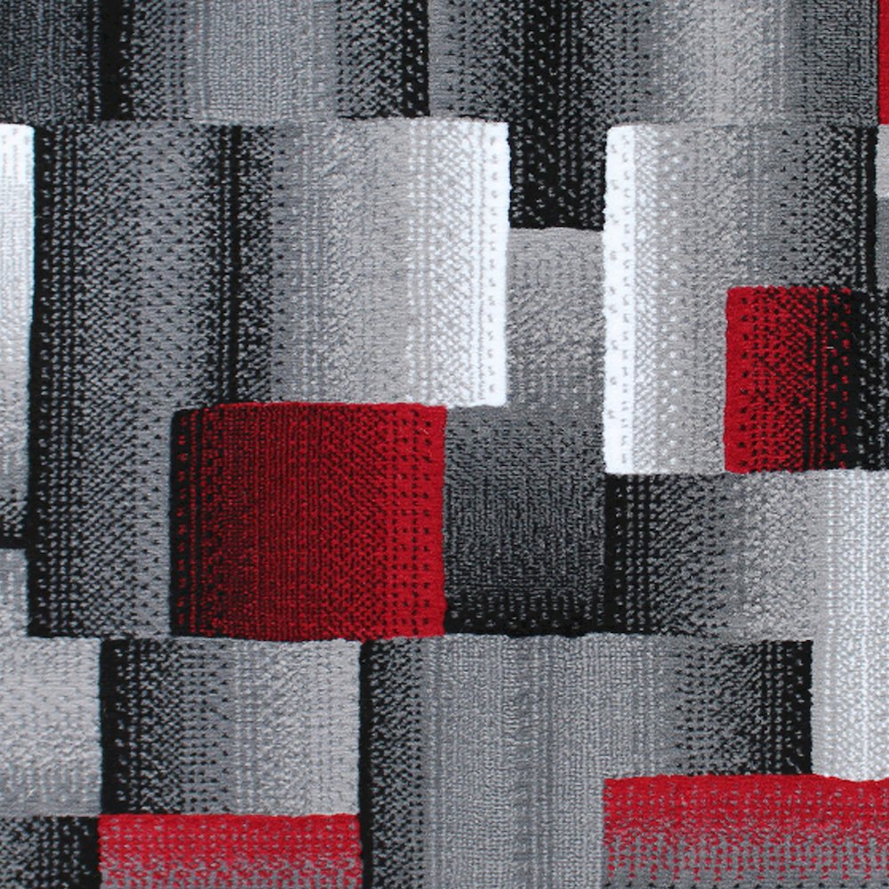 2' x 3' Red Color Blocked Area Rug - Olefin Rug