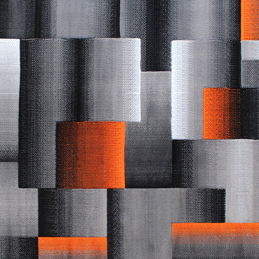5' x 7' Orange Color Blocked Area Rug - Olefin Rug