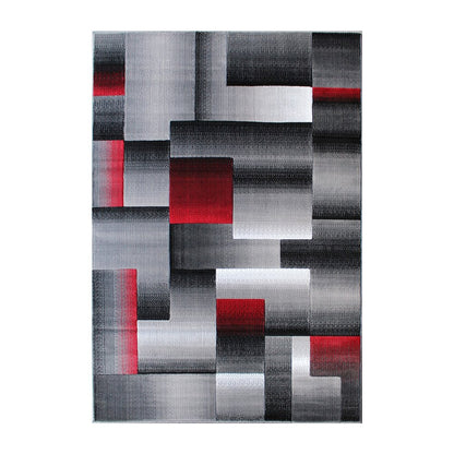 5' x 7' Red Color Blocked Area Rug - Olefin Rug