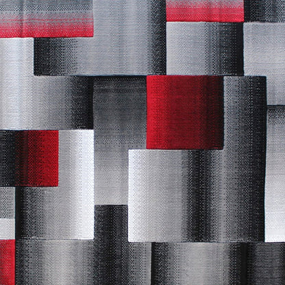 5' x 7' Red Color Blocked Area Rug - Olefin Rug
