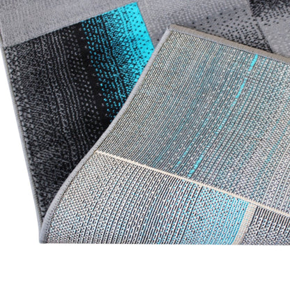 5' x 7' Turquoise Color Blocked Area Rug - Olefin Rug