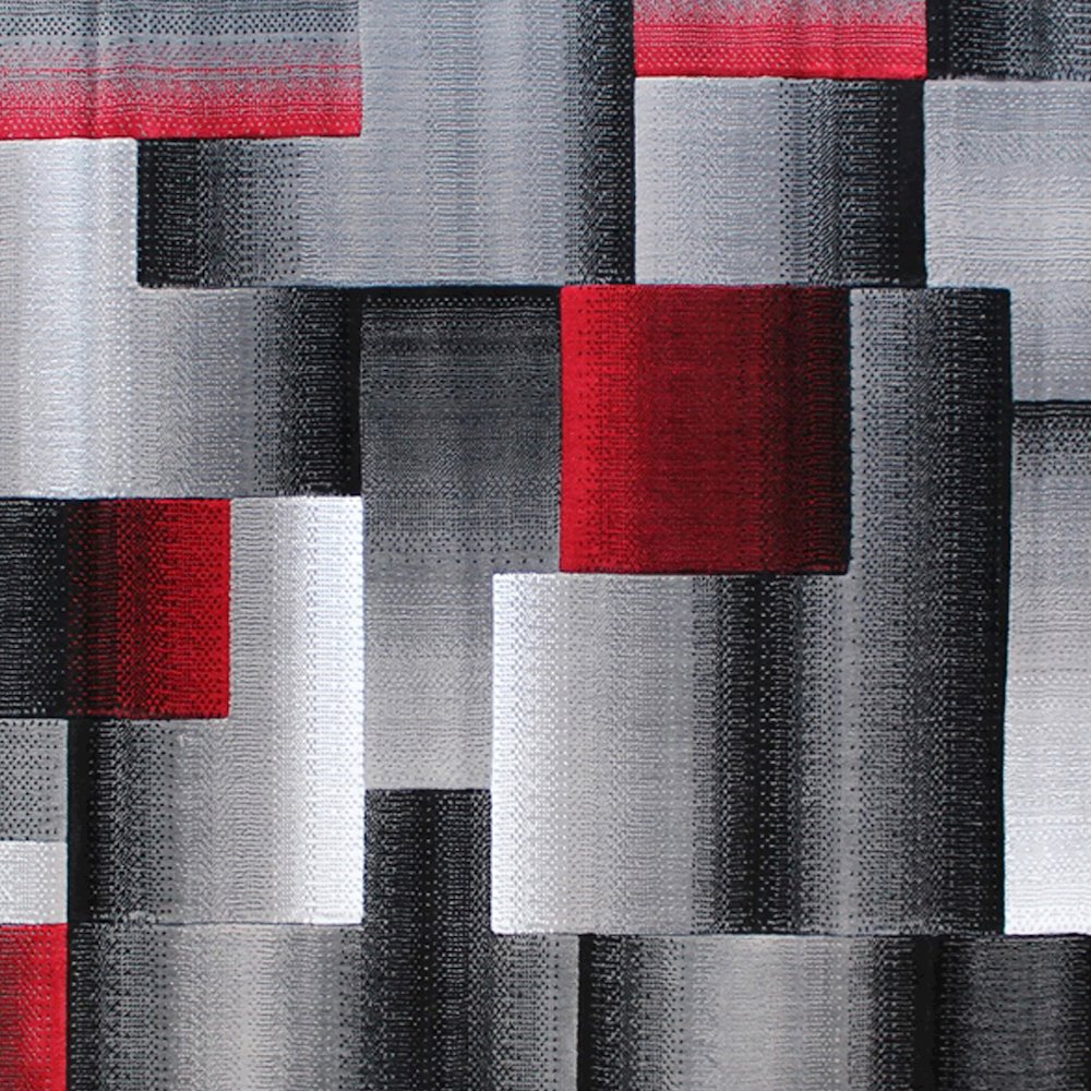 6' x 9' Red Color Blocked Area Rug - Olefin Rug